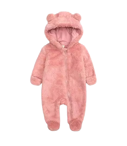 The Maximilian - Baby Unisex Winter Bear‑Ear Romper – Newborn Zip‑Up Bodysuit, Warm Infant Jumpsuit