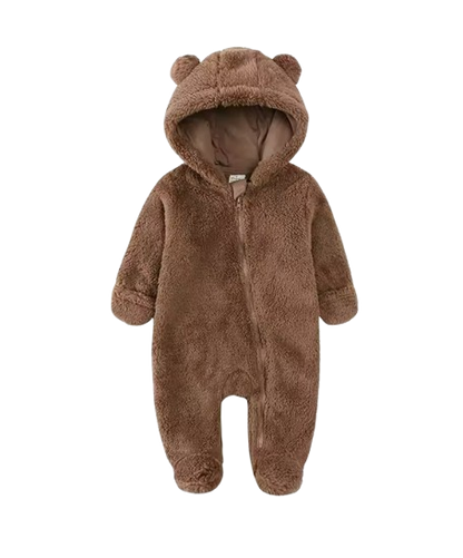 The Maximilian - Baby Unisex Winter Bear‑Ear Romper – Newborn Zip‑Up Bodysuit, Warm Infant Jumpsuit