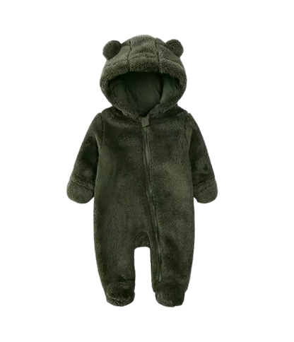 The Maximilian - Baby Unisex Winter Bear‑Ear Romper – Newborn Zip‑Up Bodysuit, Warm Infant Jumpsuit