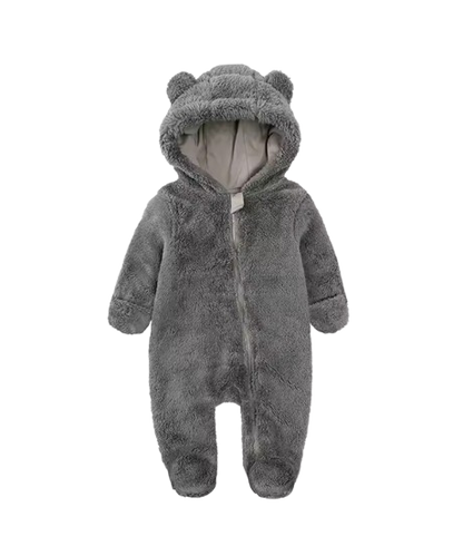 The Maximilian - Baby Unisex Winter Bear‑Ear Romper – Newborn Zip‑Up Bodysuit, Warm Infant Jumpsuit