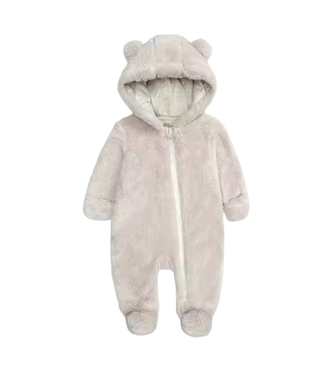 The Maximilian - Baby Unisex Winter Bear‑Ear Romper – Newborn Zip‑Up Bodysuit, Warm Infant Jumpsuit