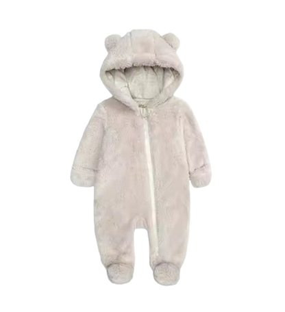 The Maximilian - Baby Unisex Winter Bear‑Ear Romper – Newborn Zip‑Up Bodysuit, Warm Infant Jumpsuit