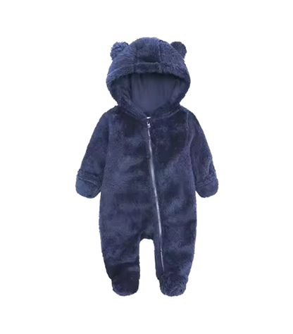 The Maximilian - Baby Unisex Winter Bear‑Ear Romper – Newborn Zip‑Up Bodysuit, Warm Infant Jumpsuit