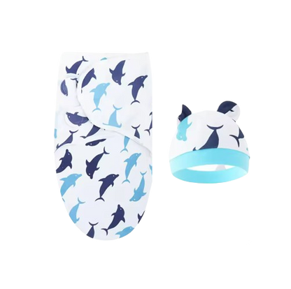 The Louie - Newborn Swaddle Blanket & Hat Set – Soft Cotton Adjustable Infant Wrap, Cartoon Print, All‑Season Use (0–6 Months)
