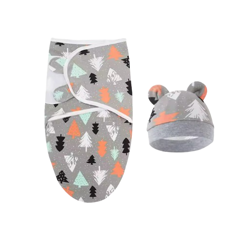 The Louie - Newborn Swaddle Blanket & Hat Set – Soft Cotton Adjustable Infant Wrap, Cartoon Print, All‑Season Use (0–6 Months)