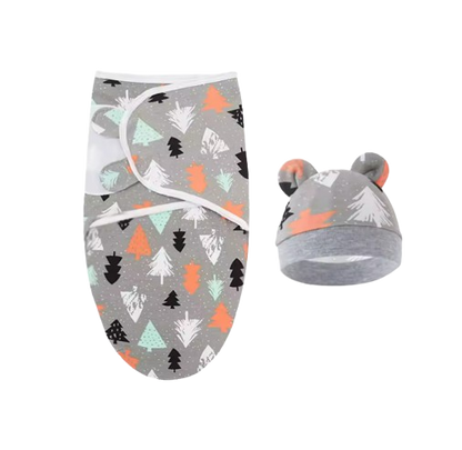 The Louie - Newborn Swaddle Blanket & Hat Set – Soft Cotton Adjustable Infant Wrap, Cartoon Print, All‑Season Use (0–6 Months)