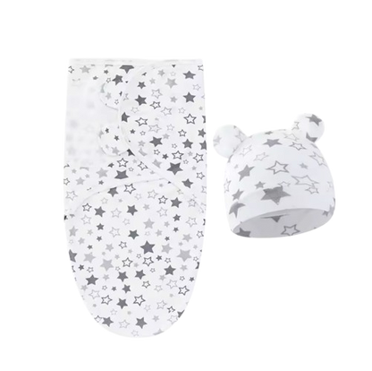 The Louie - Newborn Swaddle Blanket & Hat Set – Soft Cotton Adjustable Infant Wrap, Cartoon Print, All‑Season Use (0–6 Months)