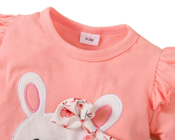 The Josephine - Baby Girl Ruffled Sleeve Rabbit Design Tops + Floral Short + Headband