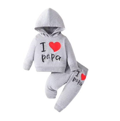 The Alora - Unisex I Love Papa Print Long Sleeve Hoodie + Pants