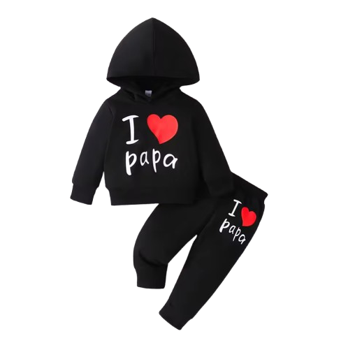 The Alora - Unisex I Love Papa Print Long Sleeve Hoodie + Pants