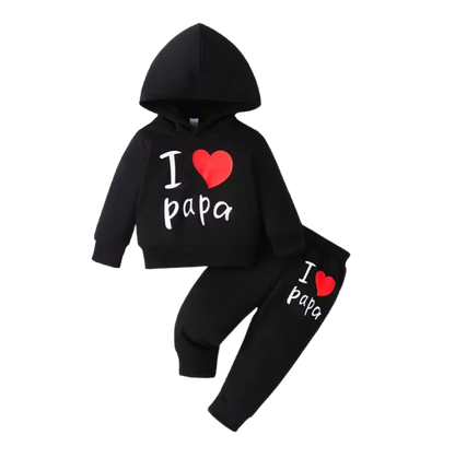 The Alora - Unisex I Love Papa Print Long Sleeve Hoodie + Pants