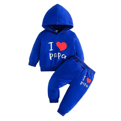 The Alora - Unisex I Love Papa Print Long Sleeve Hoodie + Pants