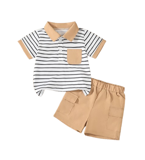 The Alden - Baby Boy Striped Collared Short Sleeve Top & Matching Shorts | Toddler 0–3 Years Outfit
