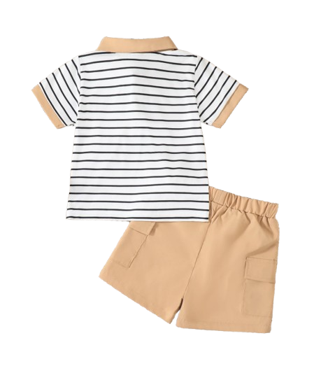 The Alden - Baby Boy Striped Collared Short Sleeve Top & Matching Shorts | Toddler 0–3 Years Outfit
