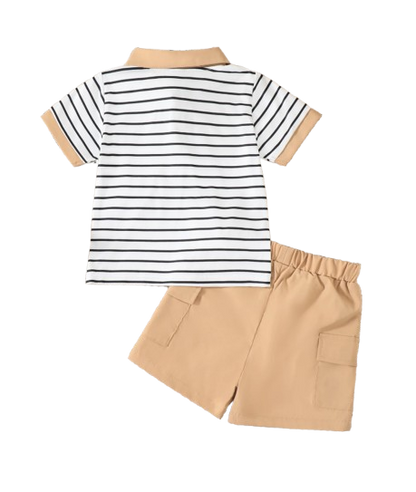 The Alden - Baby Boy Striped Collared Short Sleeve Top & Matching Shorts | Toddler 0–3 Years Outfit