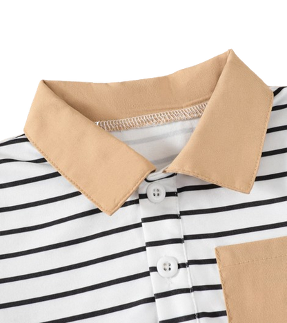 The Alden - Baby Boy Striped Collared Short Sleeve Top & Matching Shorts | Toddler 0–3 Years Outfit