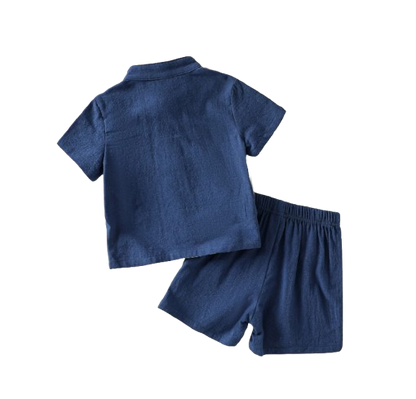 The Jonas - Baby Boy 2‑Piece Summer Set – Cotton Breathable Patchwork Short Sleeve Shirt & Shorts