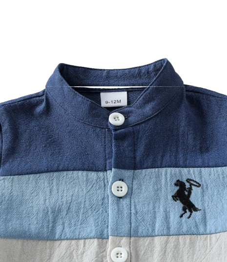 The Jonas - Baby Boy 2‑Piece Summer Set – Cotton Breathable Patchwork Short Sleeve Shirt & Shorts