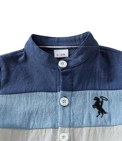 The Jonas - Baby Boy 2‑Piece Summer Set – Cotton Breathable Patchwork Short Sleeve Shirt & Shorts