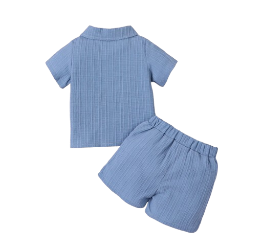 The Kolter - Baby Boy Woven Jacquard Short Sleeve Shirt & Matching Shorts | Casual Summer Outfit