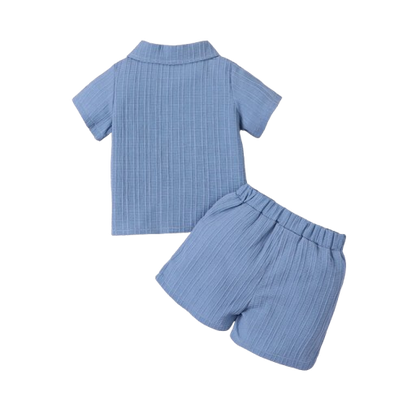 The Kolter - Baby Boy Woven Jacquard Short Sleeve Shirt & Matching Shorts | Casual Summer Outfit