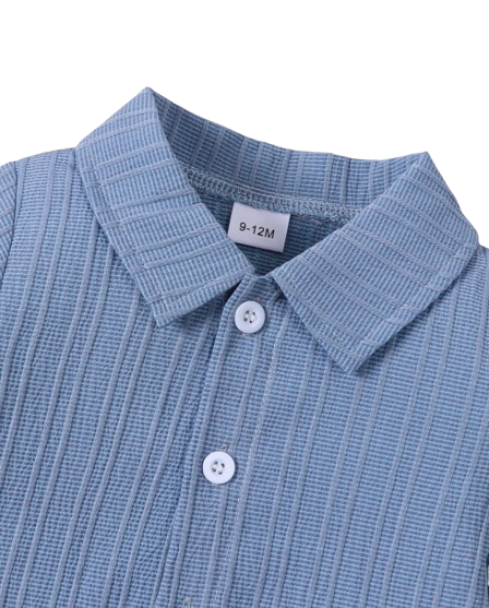 The Kolter - Baby Boy Woven Jacquard Short Sleeve Shirt & Matching Shorts | Casual Summer Outfit