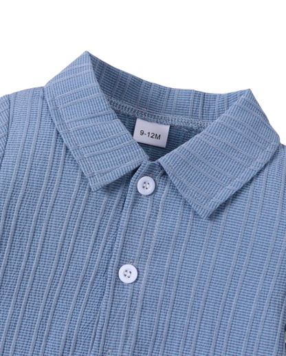 The Kolter - Baby Boy Woven Jacquard Short Sleeve Shirt & Matching Shorts | Casual Summer Outfit