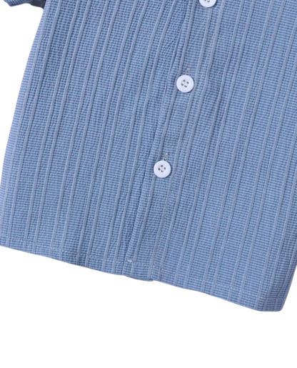 The Kolter - Baby Boy Woven Jacquard Short Sleeve Shirt & Matching Shorts | Casual Summer Outfit