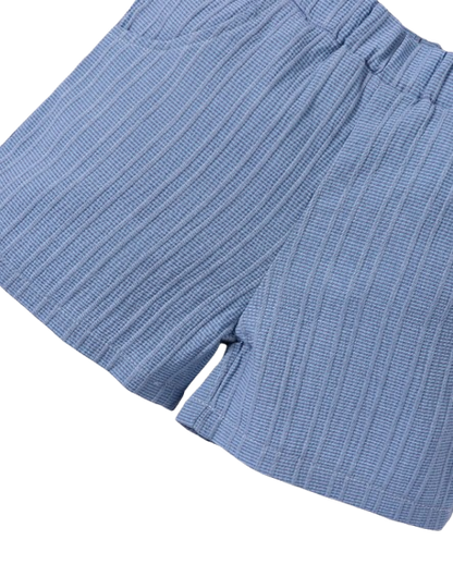 The Kolter - Baby Boy Woven Jacquard Short Sleeve Shirt & Matching Shorts | Casual Summer Outfit