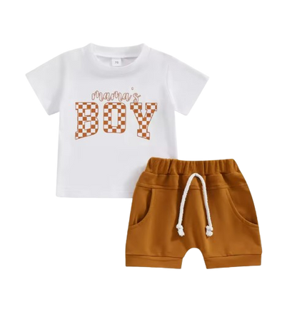 The Kyro - Toddler Baby Boys Summer Outfit – Letter Print Short Sleeve T‑Shirt & Elastic Waist Shorts 2‑Piece Set