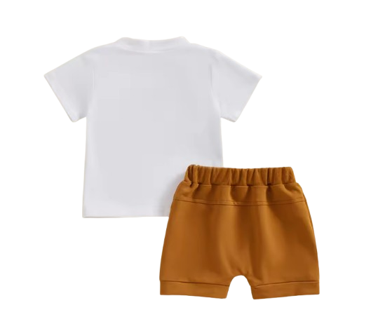 The Kyro - Toddler Baby Boys Summer Outfit – Letter Print Short Sleeve T‑Shirt & Elastic Waist Shorts 2‑Piece Set