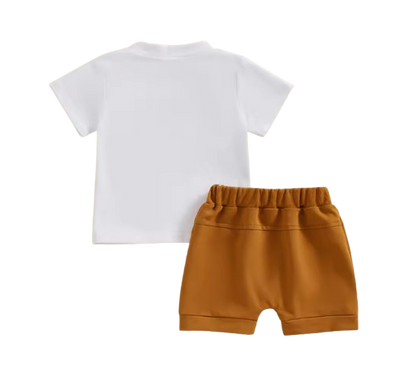 The Kyro - Toddler Baby Boys Summer Outfit – Letter Print Short Sleeve T‑Shirt & Elastic Waist Shorts 2‑Piece Set