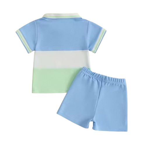 The Jakari - Baby Boy Summer Outfit – Tennis Ball Print Short Sleeve T‑Shirt + Elastic Shorts 2Pcs