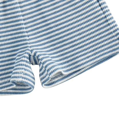 The Yahya - Baby/Toddler Boy Summer Set – Striped Palm Leaf Embroidery Shirt & Shorts (0‑4 Years)