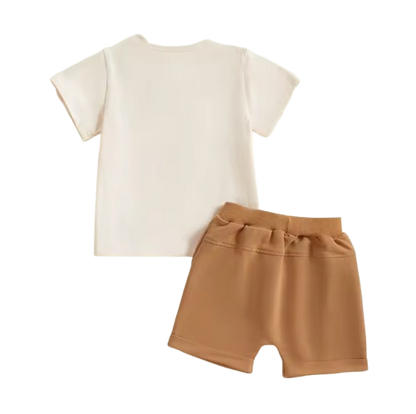 The Harlan - Infant/Newborn Summer Clothes – Tractor Letter Print Tee & Solid Elastic Waist Shorts 2Pcs