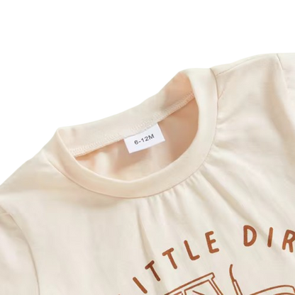 The Harlan - Infant/Newborn Summer Clothes – Tractor Letter Print Tee & Solid Elastic Waist Shorts 2Pcs