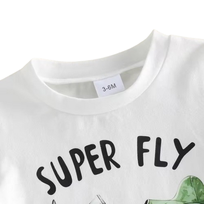 The Jaiden - Infant/Toddler Boy Clothes – Short Sleeve Airplane Print Top with Solid Shorts Summer Set