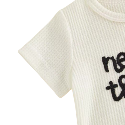 The Boston - Infant/Newborn Summer Set – Golf Embroidery Crew Neck Romper + Matching Shorts 2‑Piece