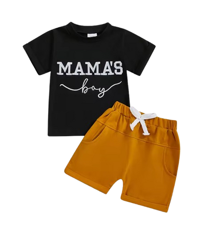 The Keegan - Toddler/Newborn Baby Boy Summer Outfit – Embroidered Letter Short Sleeve Tee + Elastic Shorts
