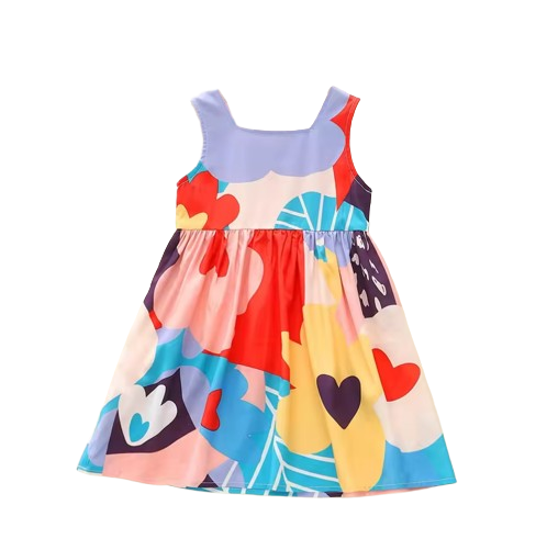 The Robin - Girls Geometric Print Vest Dress Summer Children’s Clothing Casual Outfit