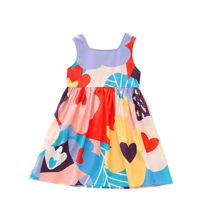 The Robin - Girls Geometric Print Vest Dress Summer Children’s Clothing Casual Outfit