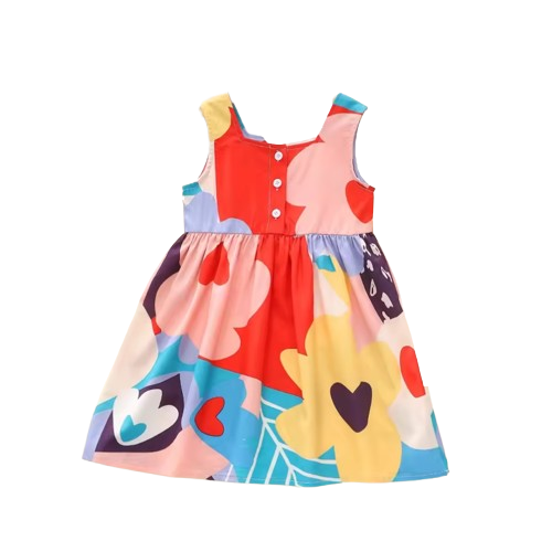 The Robin - Girls Geometric Print Vest Dress Summer Children’s Clothing Casual Outfit