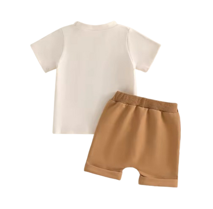 The Dominick - Toddler Baby Boy Summer Outfit – Motorcycle Letter Print Short Sleeve Tee + Elastic Shorts