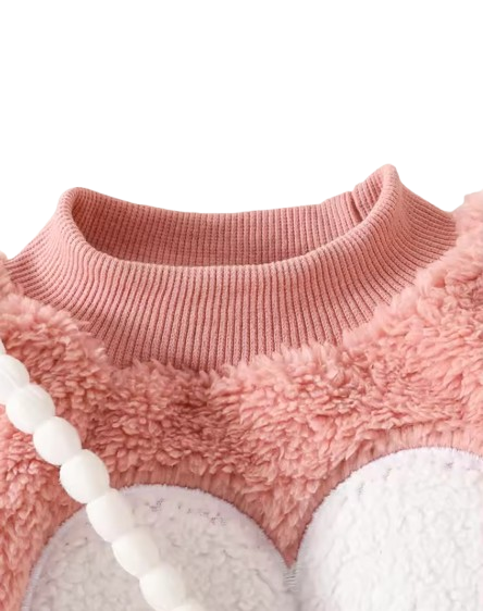 The Bianca - Baby Girl Winter Clothes – Cute Fuzzy Heart Embroidery Long Sleeve & Pants 3‑Piece Outfit