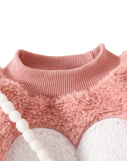 The Bianca - Baby Girl Winter Clothes – Cute Fuzzy Heart Embroidery Long Sleeve & Pants 3‑Piece Outfit