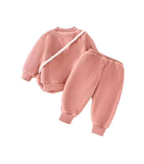 The Bianca - Baby Girl Winter Clothes – Cute Fuzzy Heart Embroidery Long Sleeve & Pants 3‑Piece Outfit