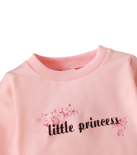 The Mae -  Baby Girl Pink Letter Pullover & Floral Slim Pants Spring Autumn Fashion 2Pcs