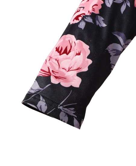 The Mae -  Baby Girl Pink Letter Pullover & Floral Slim Pants Spring Autumn Fashion 2Pcs