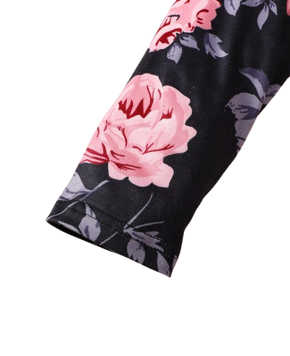 The Mae -  Baby Girl Pink Letter Pullover & Floral Slim Pants Spring Autumn Fashion 2Pcs