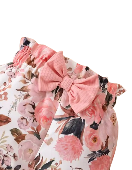 The Raegan - Baby Girl Floral Outfit Set Ruffle Bodysuit Pants Headband Shoes Infant Clothes